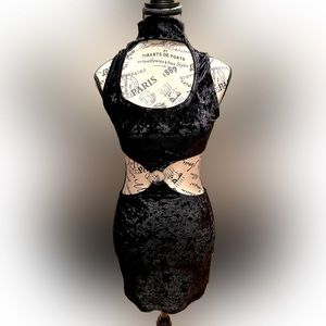 Black crushed velvet dress, backless, size L, Clubwear